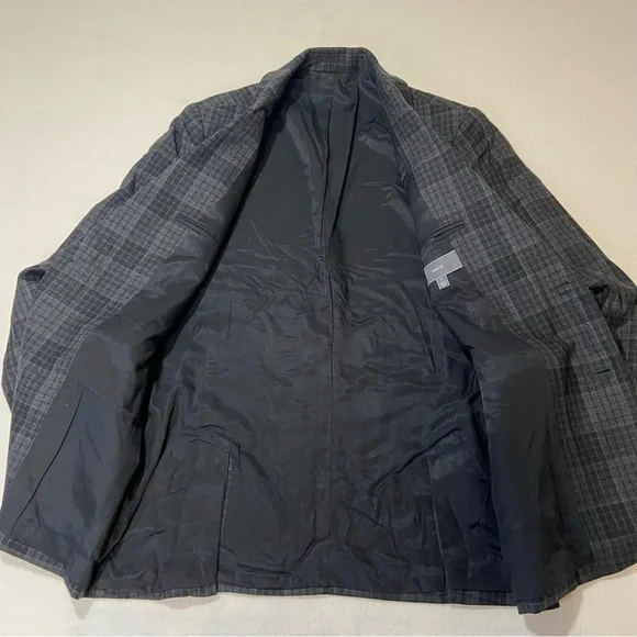 VINCE Mens Wool Plaid Gray & Black Blazer Size 38